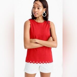 NWOT J.Crew Red Tank Size 6 Scalloped Evening Sleeveless Tank Style E8749